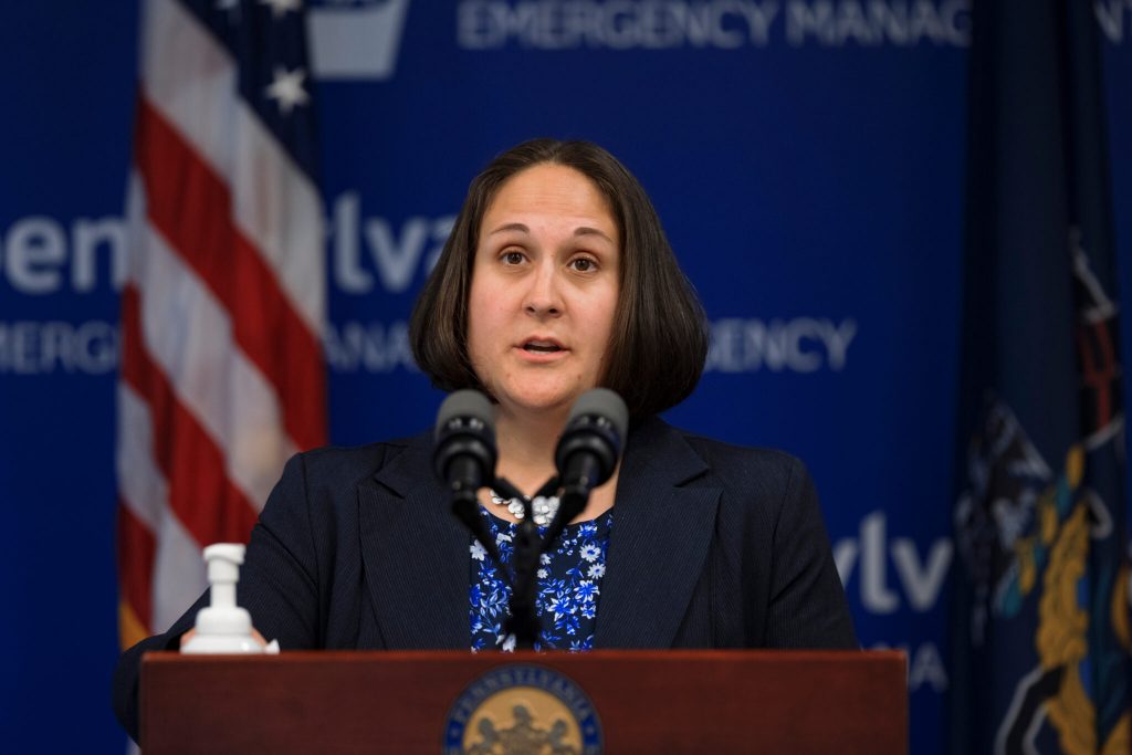 Department of Drug and Alcohol Programs Secretary Jen Smith, speaks during a press conference, which discussed the need to expand our lens of focus from opioids to fighting overall substance use disorder with the increase of polysubstance and stimulant use across the commonwealth, inside Pennsylvania Emergency Management Agency in Harrisburg on Monday, October 18, 2021 (Commonwealth Media Services photo).