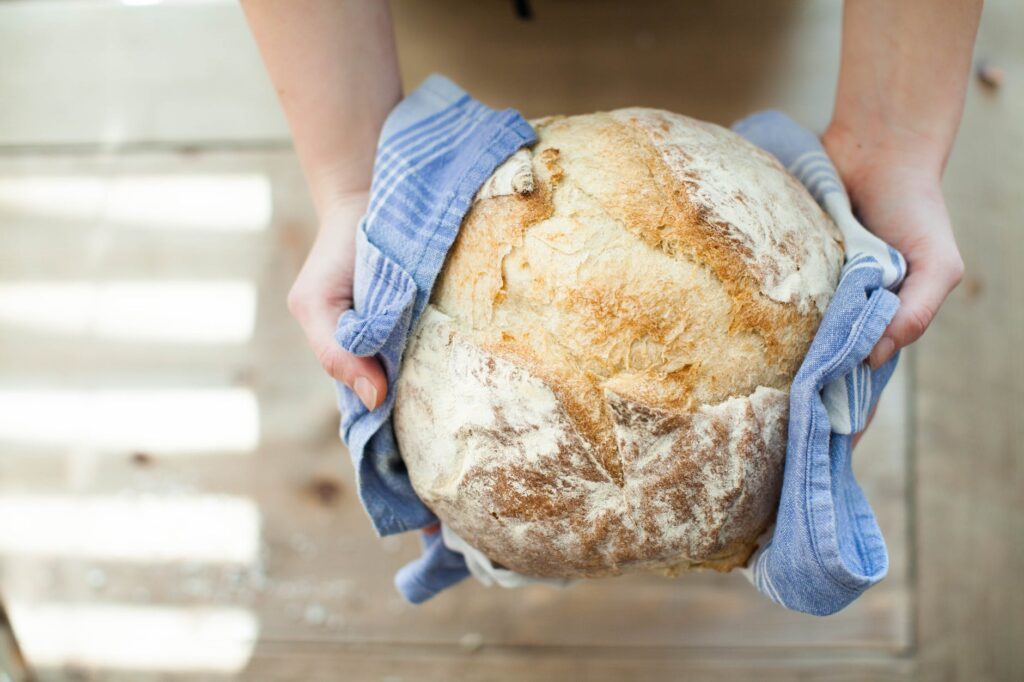 bread food fresh hands